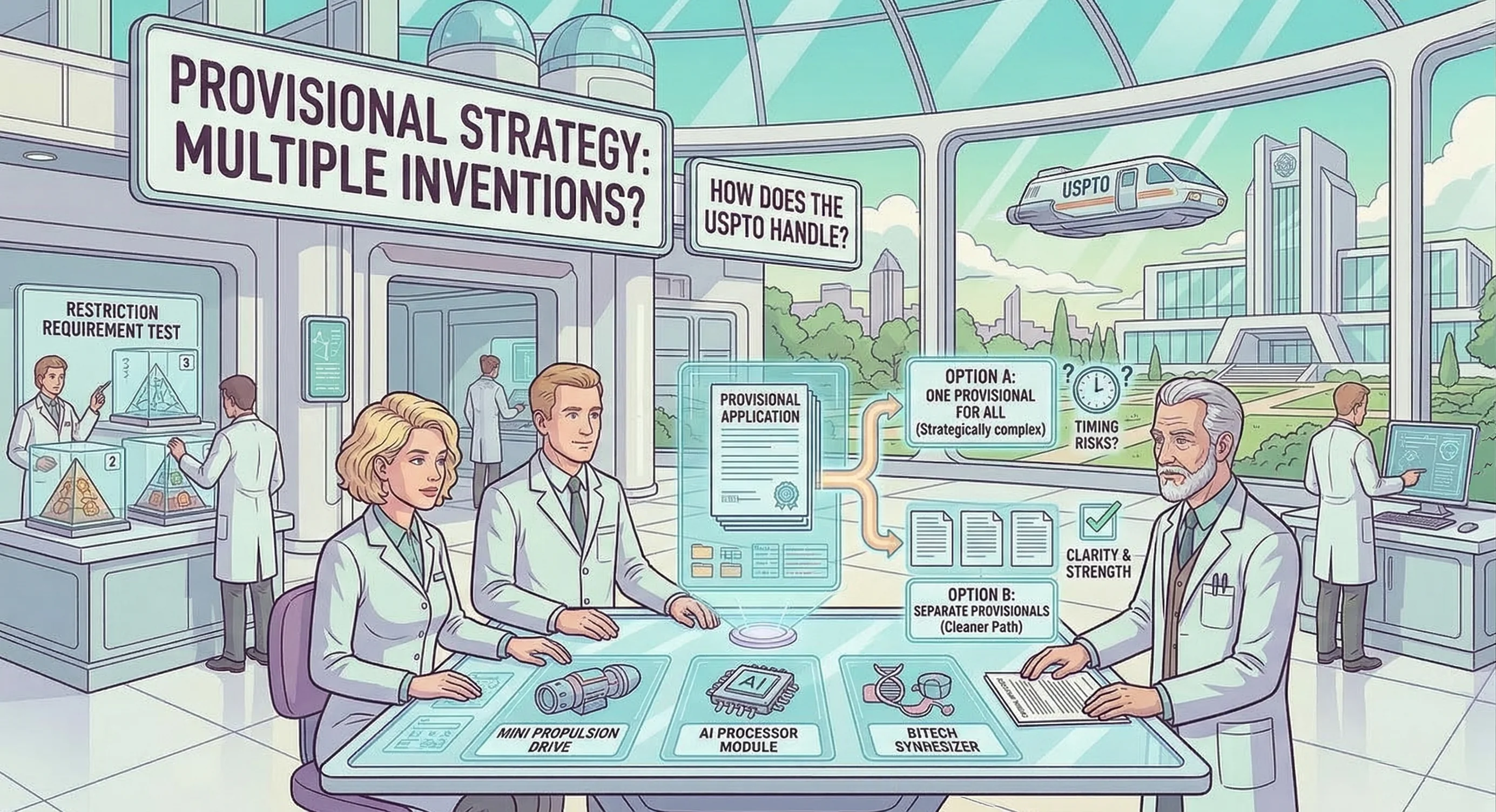 Illustration about including multiple inventions in one patent application